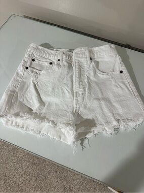 Abercrombie & Fitch White Frayed Hem Denim Shorts